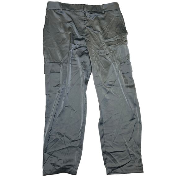 Rachel Zoe Silky Grey Elastic Waist Pants‎ Size XL Cargo Pockets High Waisted - Picture 1 of 8